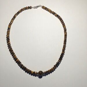 Crystal necklace tigers eye beaded necklace 18” handmade gemstone jewelry